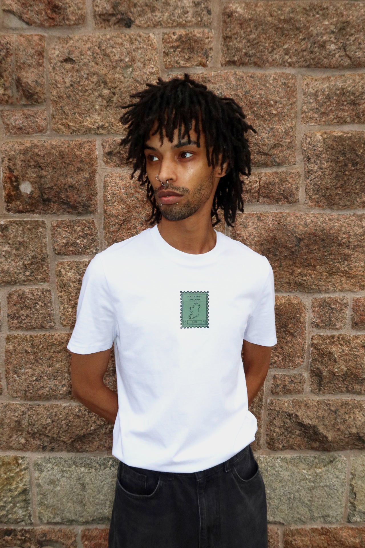 Factory Ireland Stamp Graphic T-Shirt | Organic Cotton Unisex Irish Heritage Streetwear